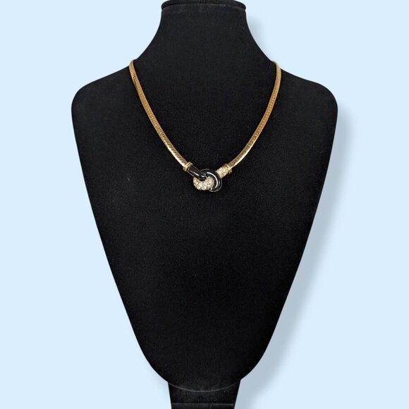 Vintage Avon Enamel & Rhinestone Knot Necklace - Picture 2 of 7